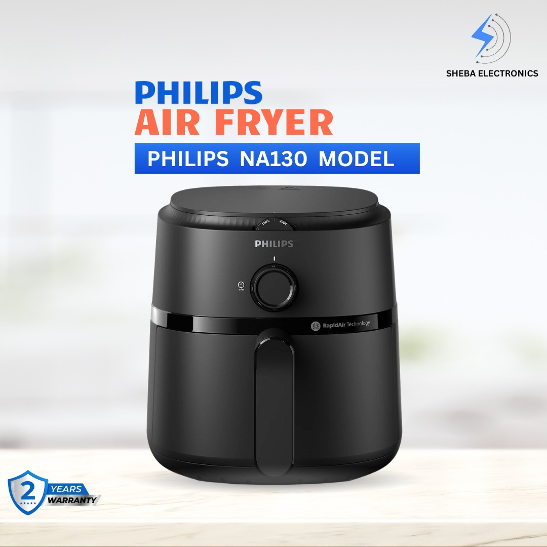 PHILIPS Air Fryer NA130/00, 1700 Watts, 6.2 Liter, with Rapid Air Technology (Black), Extra Large