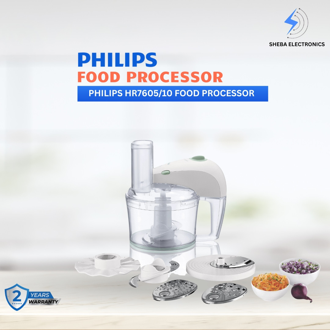 Philips Daily Collection Food Processor (HR7605/10) – 350W, 1.5L Bowl, Compact Design