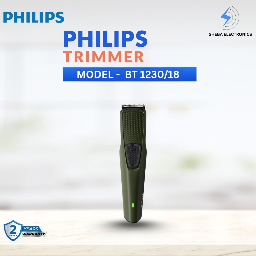 Philips BT1230/15 Corded Electric  Skin-friendly Beard trimmer for Men, Dura Power Technology, Cordless Rechargeable with USB Charging, Charging indicator, Travel lock
