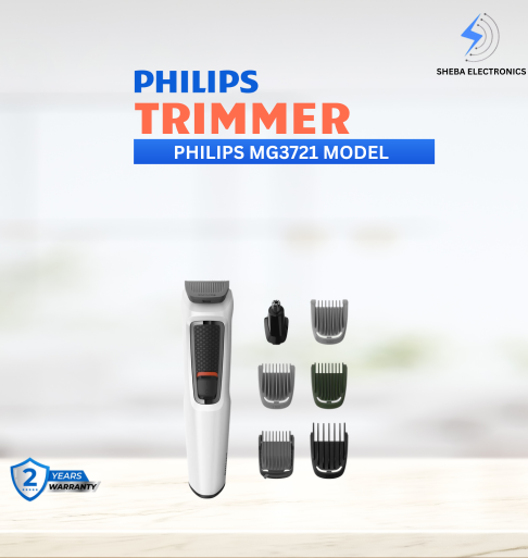 Philips MG3721/65 Multigroom 7-in-1 Face, Hair & Body Trimmer – Series 3000 for Men