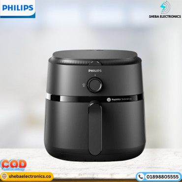 PHILIPS Air Fryer NA130/00, 1700 Watts, 6.2 Liter, with Rapid Air Technology (Black), Extra Large