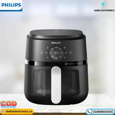 PHILIPS Air Fryer NA221/00 with touch panel, 1700W, 4.2 Liter, with Rapid Air Technology (Black),Cooking window, Extra Large.
