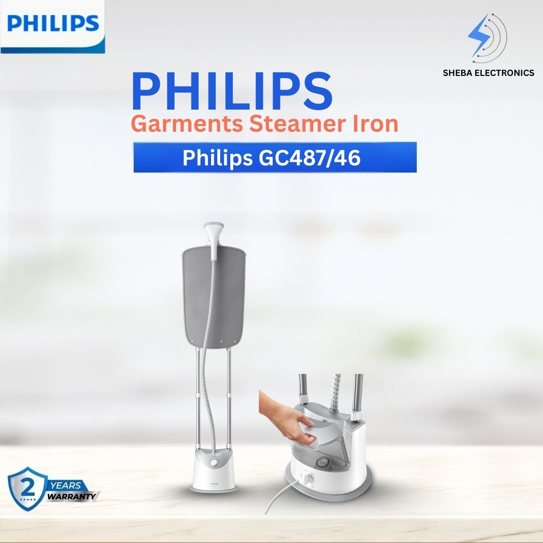 Philips Garment Steamer Iron GC487, (1800W) BLACK GRAY