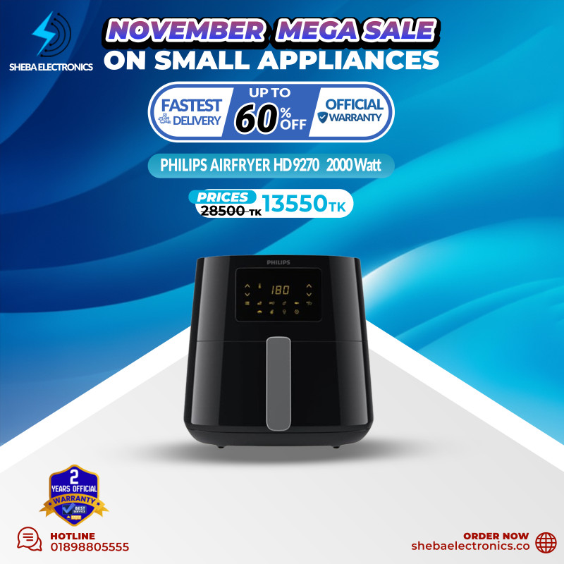 PHILIPS HD9270/70 Digital Air Fryer with Rapid Air Technology 2000 Watt  (Black) 6.2 liter