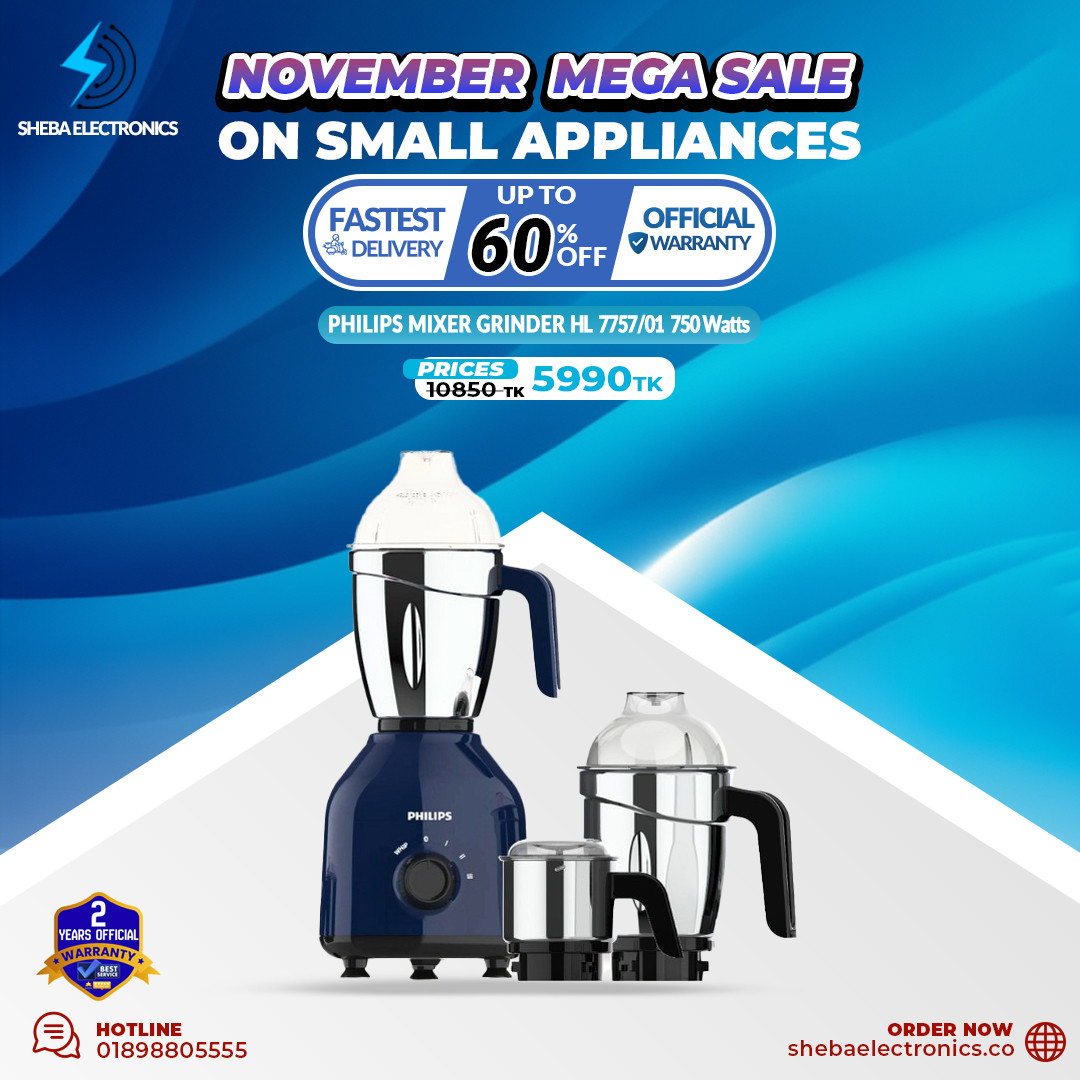 Philips HL7757/01 Mixer Grinder 750Watts 3 Jars - Premium Blue